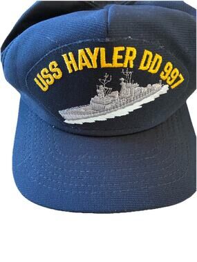 VTG US NAVY USS HAYLER DD-997 MILITARY HAT / CAP Navy Blue Made In USA Navy Ship